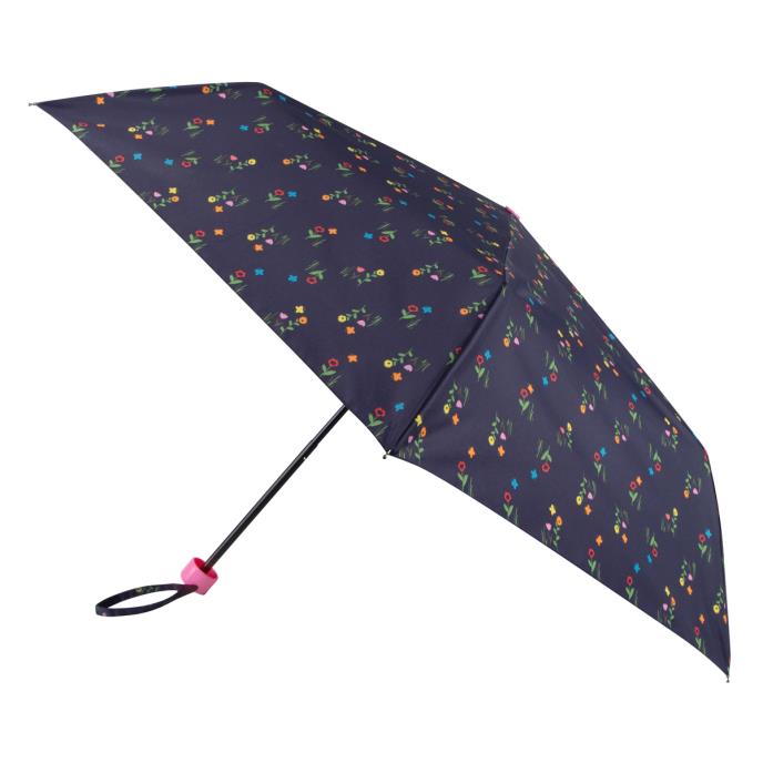 totes ECO-BRELLA® & Matching Bag in Bag Umbrella Shopper Navy Fowers (3 Section) Extra Image 2